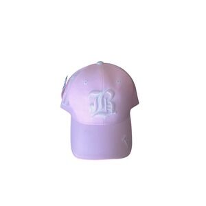 Santo Cap Pink Baseball Hat White Embroidered Old English B Logo Adjustable Cap